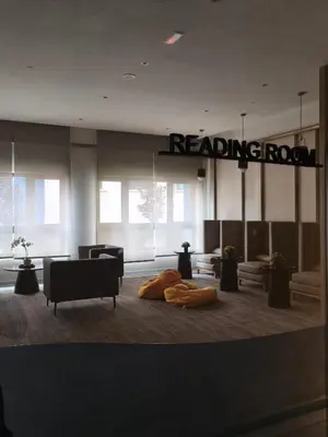 a lobby with a waiting room with a waiting room sign at Agile Residence Bukit Bintang Serviced Suite by LP in Kuala Lumpur