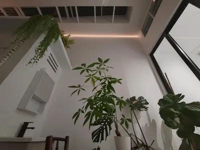 a room with plants on the wall and a window at Zen 1 Room KL in Kuala Lumpur