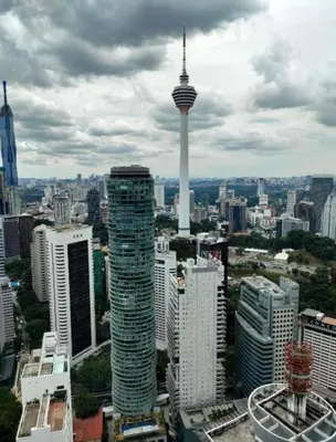 a view of a city with the sydney tower at park view one bedroom apartment klcc in Kuala Lumpur