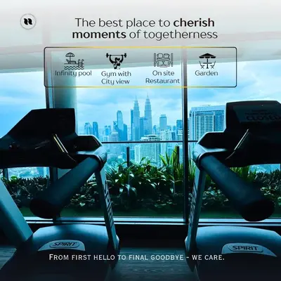 a view of a city from a gym at The Luxe & Colony KLCC By Downtown Suites in Kuala Lumpur