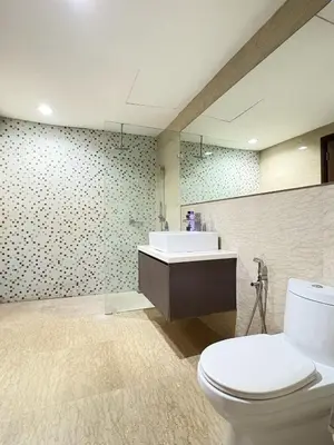 a bathroom with a toilet and a sink at The regalia KLCC panorama view in Kuala Lumpur