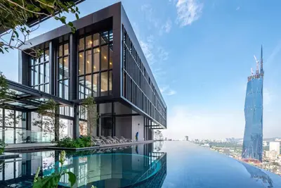 a rendering of a building with a swimming pool at Lucentia Residence Bukit Bintang LalaportBBCC By VELLORA in Kuala Lumpur
