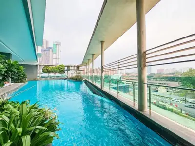 a swimming pool on top of a building at Casa Residency Family CityView Suites by CityNest in Kuala Lumpur