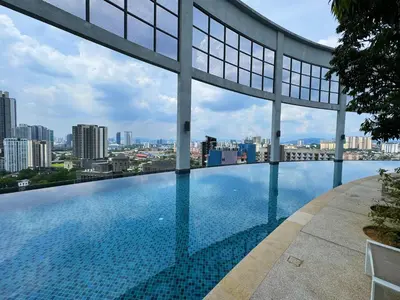 a swimming pool on the roof of a building at The Atrium Jalan Ampang Elegant Fully Air-Con 3 BR Homestay in Kuala Lumpur