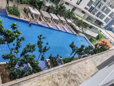 an overhead view of a swimming pool in a building at Robertson S23A KLCC Bukit Bintang Jalan Alor Petaling Street 2R 7Pax in Kuala Lumpur