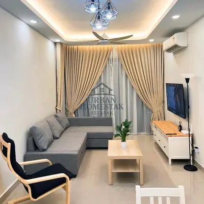 a living room with a couch and a tv at Urban Homestay Setapak MHP2 Kids Friendly in Kuala Lumpur
