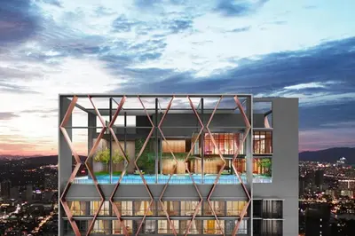a rendering of a building with a swimming pool at Scarletz Residence KLCC Rooftop Pool in Kuala Lumpur