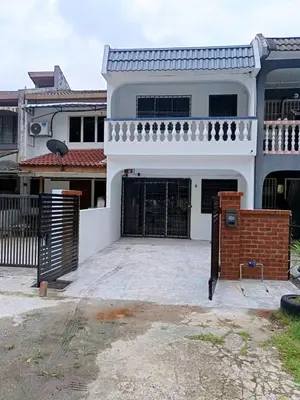 a white house with a gate in front of it at Family Landed Homestay in Pandan Jaya, Ampang near KLCC in Kuala Lumpur