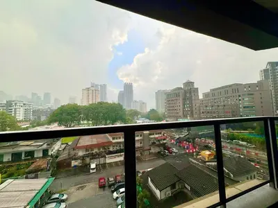 a view from a window of a city street with cars at Premium Executive Family Suites 3Bedroom at The Atrium Ampang by OKBnB in Kuala Lumpur