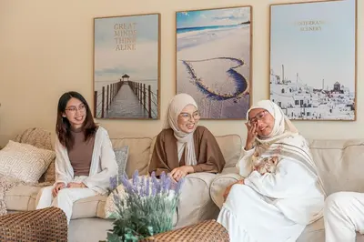 a group of three women sitting on a couch at Provence Chateau Retreat 40 Pax Pool Villa Bangsar by Verano in Kuala Lumpur