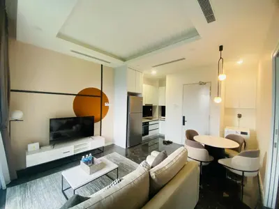 a living room with a couch and a table at Royce Residence KLCC twin tower by ABM Unique in Kuala Lumpur
