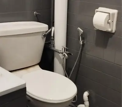 a bathroom with a toilet and a shower at Segambut Homestay MITEC KLCC PWTC 13 paxs in Kuala Lumpur