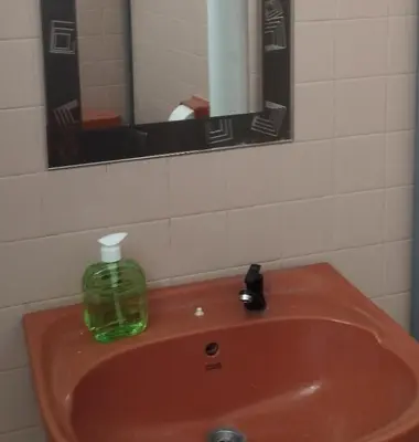 a green soap bottle sitting on top of a bathroom sink at Segambut Homestay MITEC KLCC PWTC 13 paxs in Kuala Lumpur