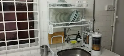 a kitchen counter with a sink and a sink at Segambut House near MITEC KLCC PWTC 14 paxs in Kuala Lumpur