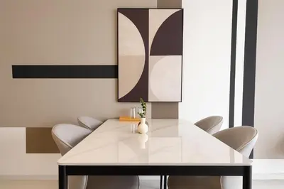 a dining room with a white table and chairs at KLCC Majestic Residence By Vglory Home in Kuala Lumpur