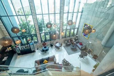 an overhead view of a lobby in a building at The Colony By Feel Home in Kuala Lumpur