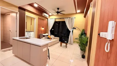 a large bathroom with a sink and a shower at Trion KL Family Residences in Kuala Lumpur