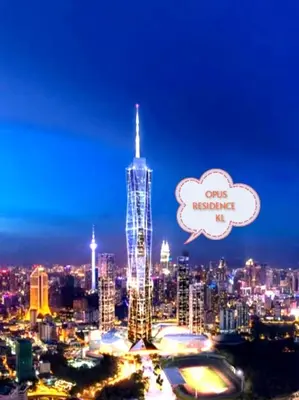 a view of a city skyline at night at First World Suite At Opus Residence KL 118 in Kuala Lumpur