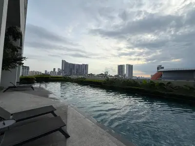a view of a river in a city with buildings at UNA Residence Maluri MRT Velocity TRX Bkt Bintang in Kuala Lumpur