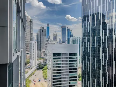 a view of a city skyline with tall buildings at VORTEX SUITES KLCC By HOMESTAY in Kuala Lumpur
