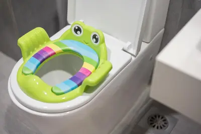 a toy frog sitting on a toilet in a bathroom at 9pax, Slide, RockClimbing, Arcade, near City & MITEC in Kuala Lumpur