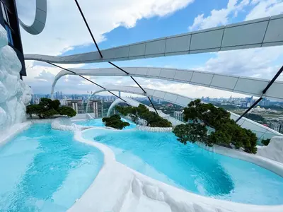 a view from the top of a building with a swimming pool at Arte mont kiara by stayhold apartment in Kuala Lumpur