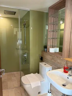 a bathroom with a shower and a toilet and a sink at vortex luxury APATMENT BY FRINDSHIP in Kuala Lumpur