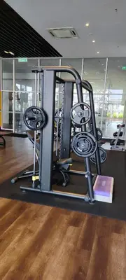a gym with several tread machines in a building at City Suites At Quill Residence KL in Kuala Lumpur