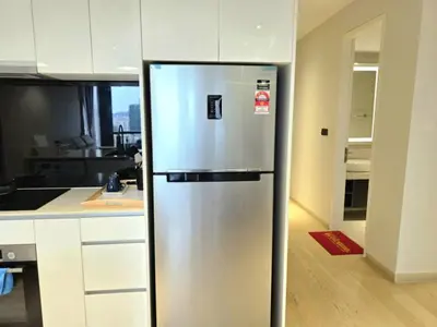 a stainless steel refrigerator in a kitchen at A1 Hospitality At Star Residence KLCC in Kuala Lumpur