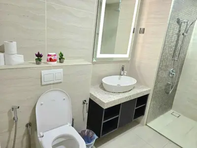 a bathroom with a toilet and a sink and a shower at A1 Hospitality At Star Residence KLCC in Kuala Lumpur