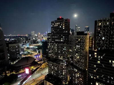 a view of a city skyline at night at Affordable and welcoming home inside the city limits in Kuala Lumpur