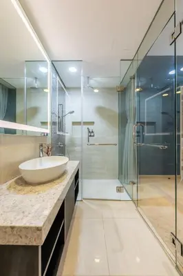 a bathroom with a sink and a shower at Star Residences One by The Conts in Kuala Lumpur