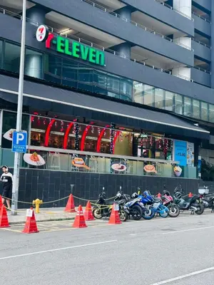 a group of motorcycles parked in front of a building at Axora Sky Suites KLCC in Kuala Lumpur