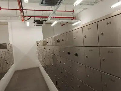 a locker room with a bunch of lockers at Quill Residence King House in Kuala Lumpur