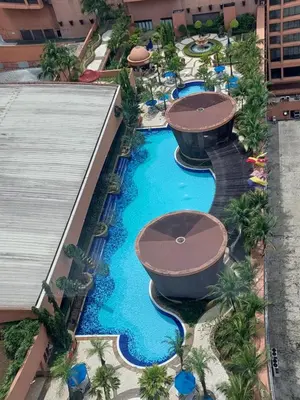 an overhead view of a pool at a resort at Moonlight Apartment service at Times Square kl in Kuala Lumpur