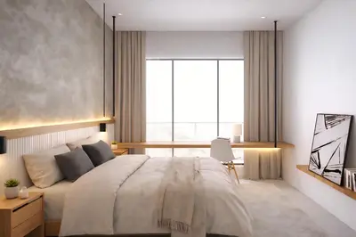a bedroom with a large bed and a large window at THRÉS Signature - Trion KL in Kuala Lumpur