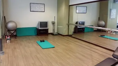 a gymnasium with a ping pong net and a television at Sunbow Suites @ Times Square Kuala Lumpur in Kuala Lumpur