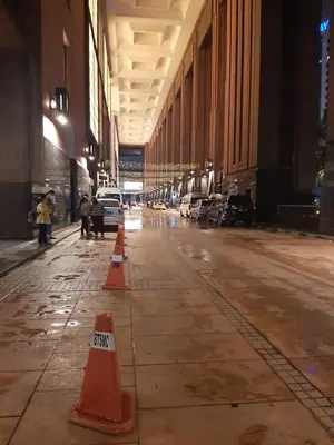 an empty street with traffic cones in a building at Genius Service Suites at time square kl in Kuala Lumpur