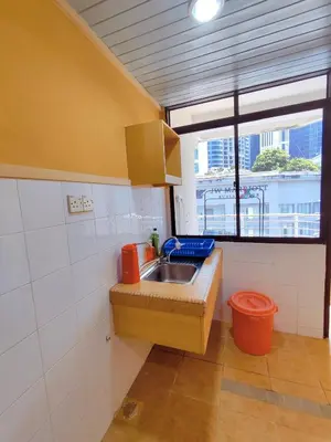 a kitchen with a sink and a window at Fahrenheit 88 Pavillion Bukit Bintang Street AJ-HOME in Kuala Lumpur