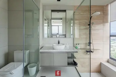 a bathroom with a sink and a shower at EXPRESSIONZ KLCC BY G Suites in Kuala Lumpur
