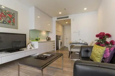 a living room with a couch and a table at Perfect Location@ Heart of KL City Centre next to Metro MRT in Kuala Lumpur