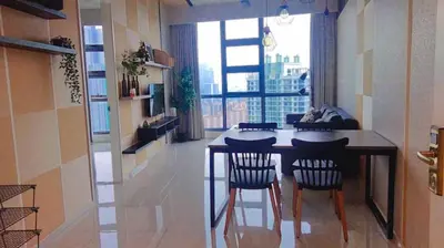 a kitchen with a table and chairs in a room at The Robertson Bukit Bintang by Wowhome in Kuala Lumpur