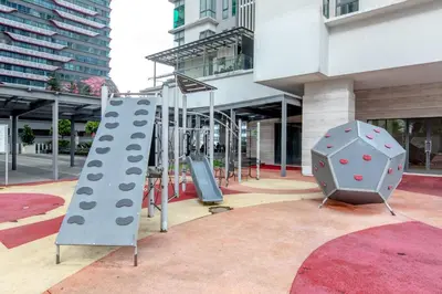 an empty playground in front of a building at Rex Ollie @ The Elements Ampang in Kuala Lumpur