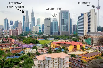 a cityscape of a city with tall buildings at Amethyst KLCC in Kuala Lumpur