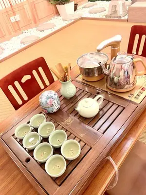 a table with a tea set on top of it at Fahrenheit88-Japan Theme Bukit Bintang Kuala Lumpur 2R2B 6Pax in Kuala Lumpur