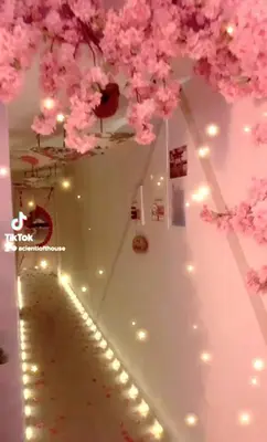 a room with pink flowers hanging from the ceiling at Fahrenheit88-Japan Theme Bukit Bintang Kuala Lumpur 2R2B 6Pax in Kuala Lumpur