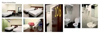 a collage of four pictures of a hotel room at Maple Inn in Kuala Lumpur