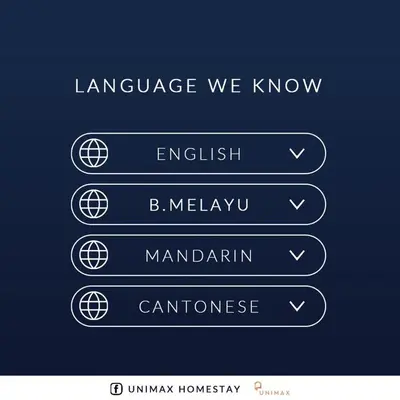 a set of four signs for language we know in different languages at UNA Sunway Velocity Kuala Lumpur by Unimax in Kuala Lumpur