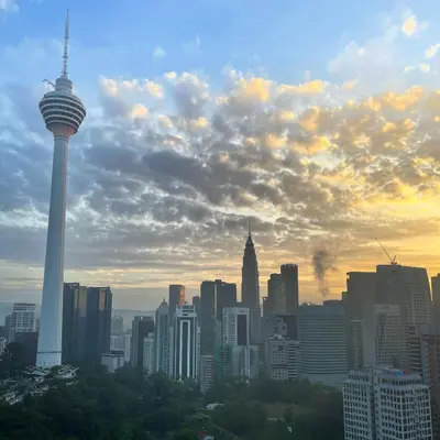 a view of a city skyline with the space needle at Ceylonz Suite Official in Kuala Lumpur