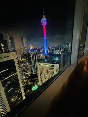 a view of the oriental pearl tower at night at Vortex Suites klcc by Rit in Kuala Lumpur